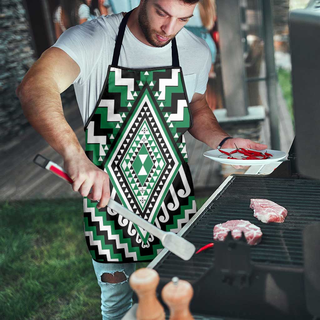 Green New Zealand Taniko Poutama Patikitiki Apron - Polynesian Pride