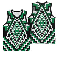 Green New Zealand Taniko Poutama Patikitiki Basketball Jersey - Polynesian Pride