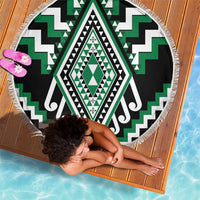 Green Aotearoa Taniko Poutama Patikitiki Beach Blanket LT14 - Polynesian Pride
