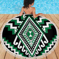 Green Aotearoa Taniko Poutama Patikitiki Beach Blanket LT14 - Polynesian Pride