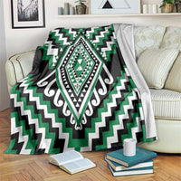 Green Aotearoa Taniko Poutama Patikitiki Blanket LT14 Green - Polynesian Pride