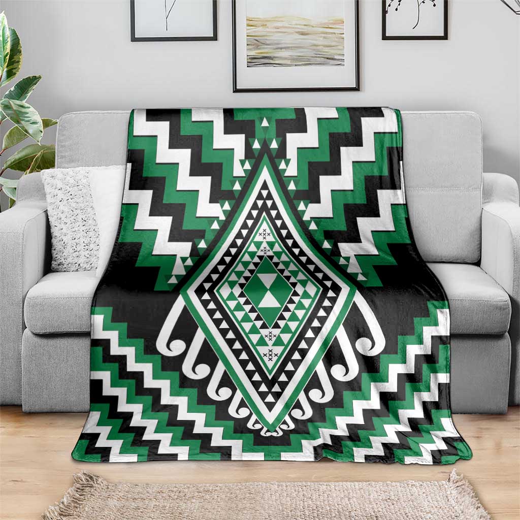 Green Aotearoa Taniko Poutama Patikitiki Blanket LT14 - Polynesian Pride
