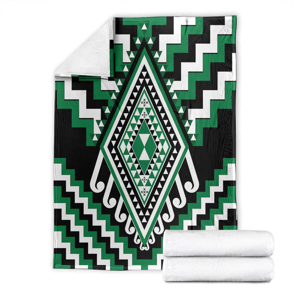 Green Aotearoa Taniko Poutama Patikitiki Blanket LT14 - Polynesian Pride