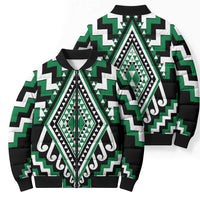 Green New Zealand Taniko Poutama Patikitiki Bomber Puffer Jacket - Polynesian Pride
