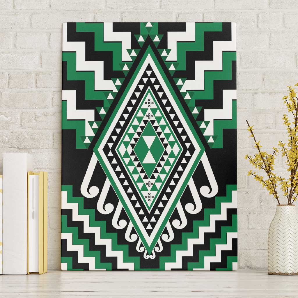 Green Aotearoa Taniko Poutama Patikitiki Canvas Wall Art LT14 Without Frame Green - Polynesian Pride