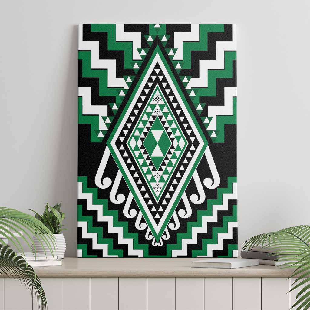Green Aotearoa Taniko Poutama Patikitiki Canvas Wall Art LT14 - Polynesian Pride