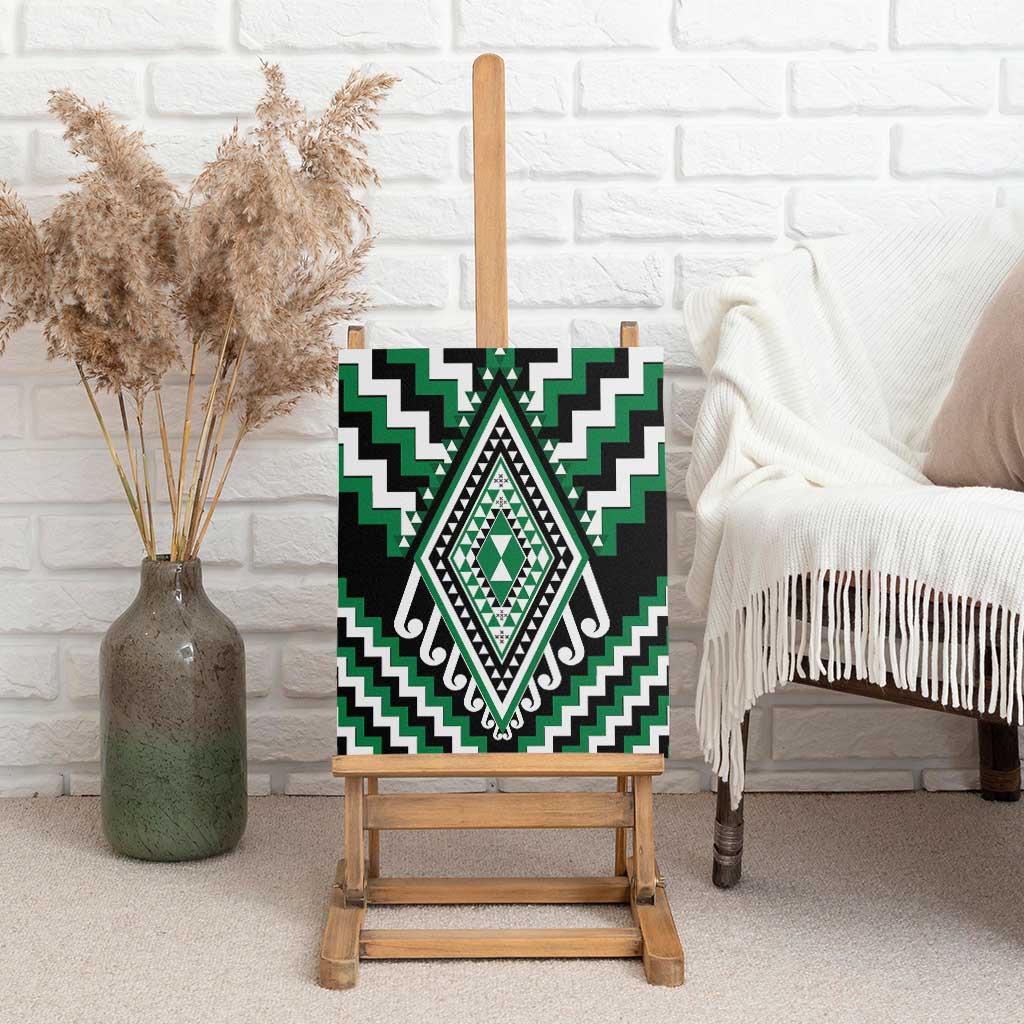 Green Aotearoa Taniko Poutama Patikitiki Canvas Wall Art LT14 - Polynesian Pride