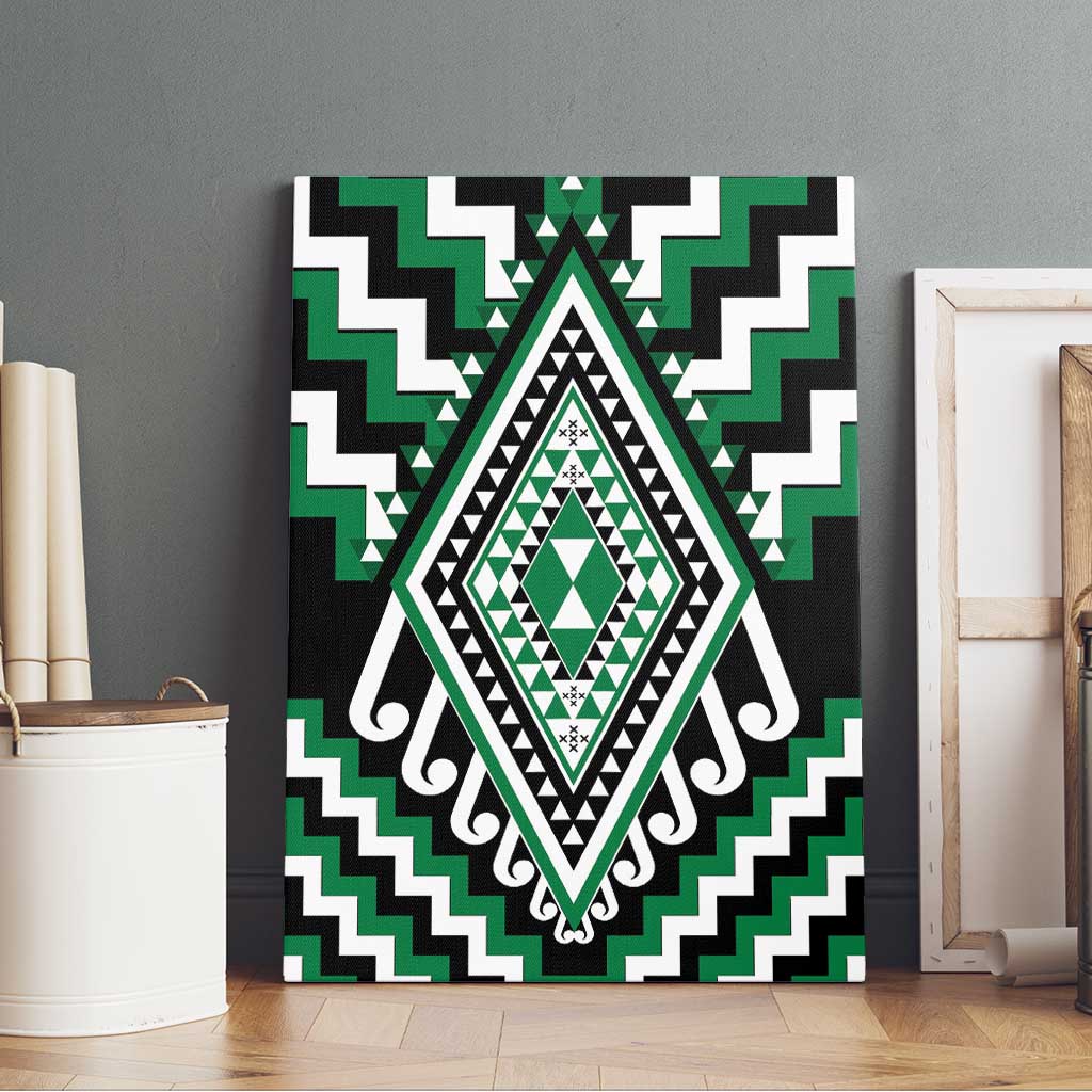 Green Aotearoa Taniko Poutama Patikitiki Canvas Wall Art LT14 - Polynesian Pride