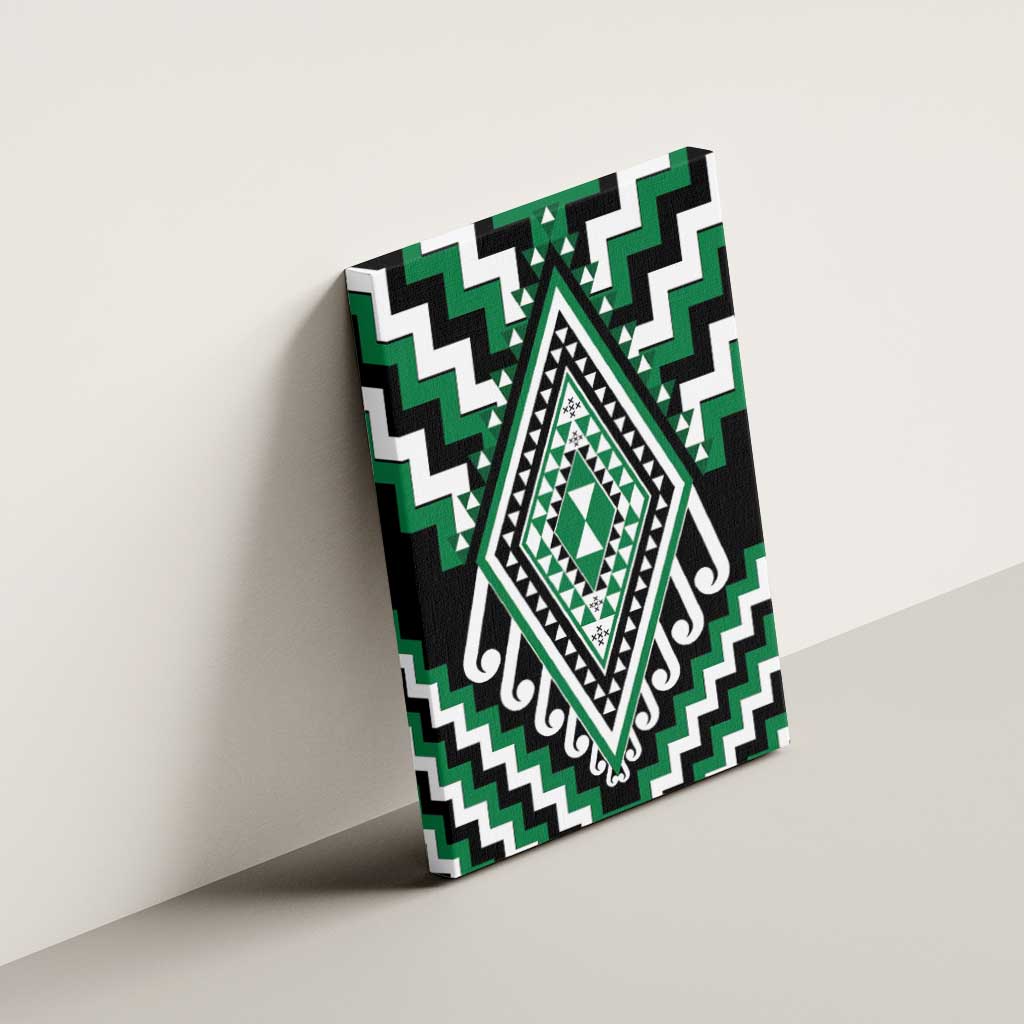 Green Aotearoa Taniko Poutama Patikitiki Canvas Wall Art LT14 - Polynesian Pride