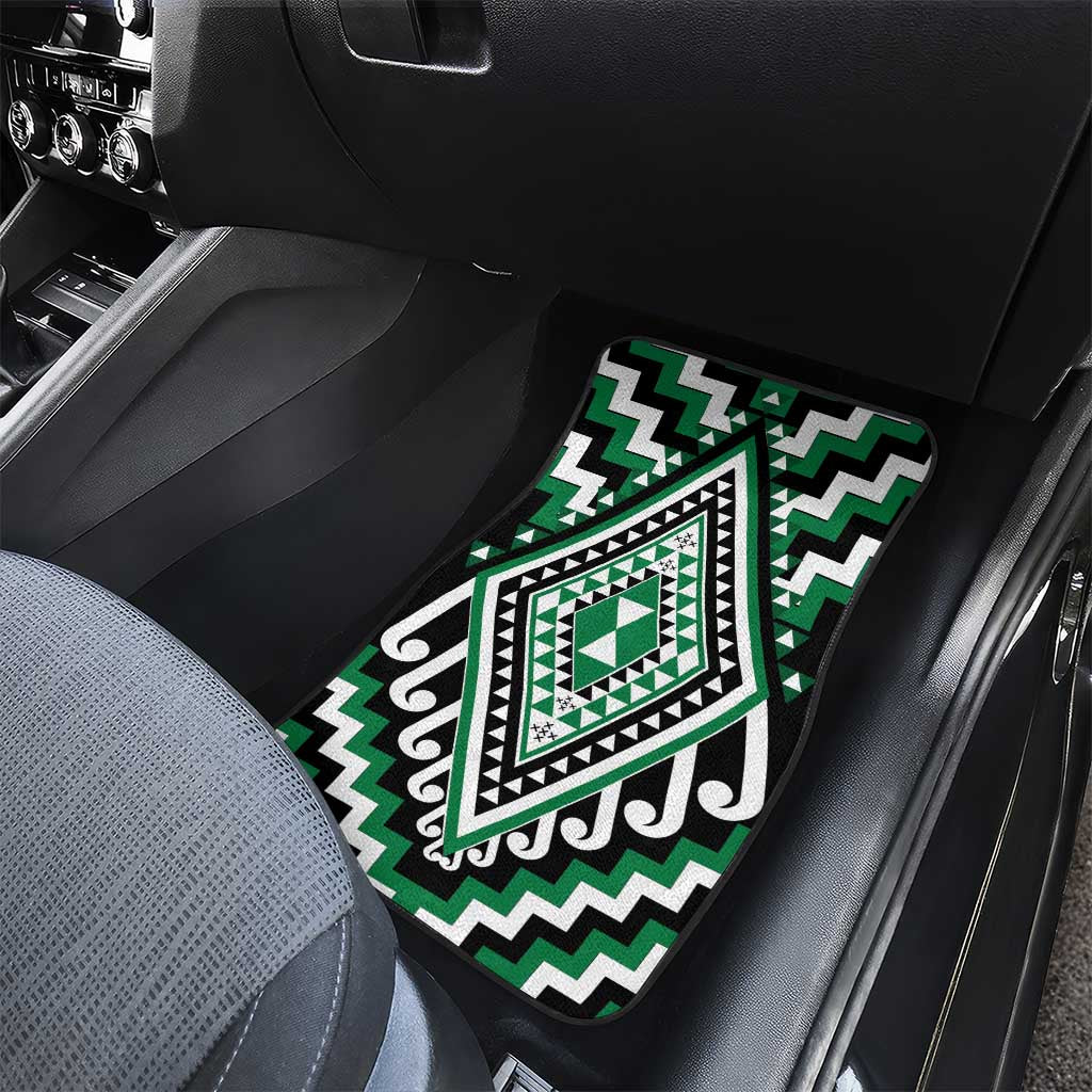 Green Aotearoa Taniko Poutama Patikitiki Car Mats LT14 - Polynesian Pride