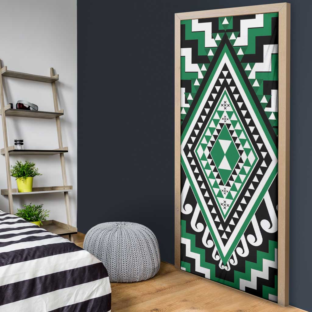 Green New Zealand Taniko Poutama Patikitiki Door Cover - Polynesian Pride