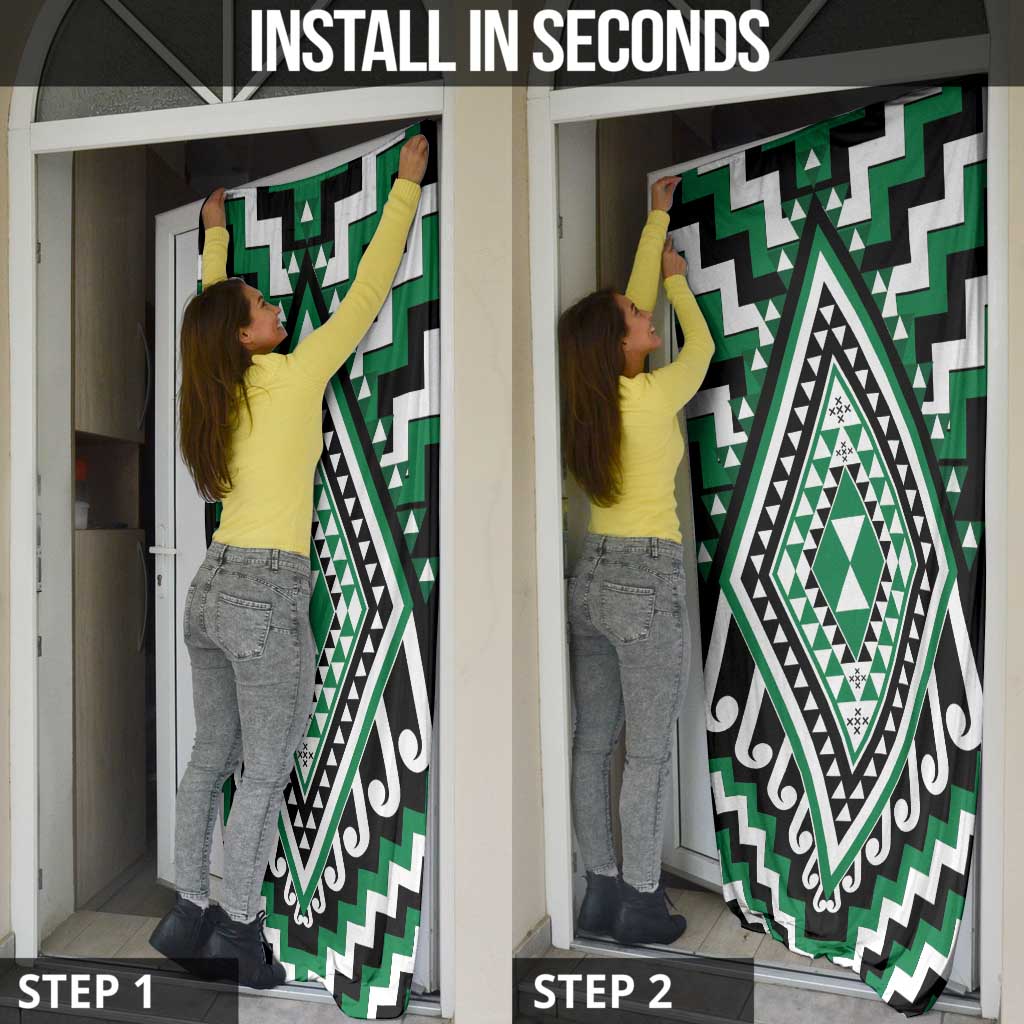 Green New Zealand Taniko Poutama Patikitiki Door Cover - Polynesian Pride