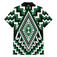Green Aotearoa Taniko Poutama Patikitiki Family Matching Short Sleeve Bodycon Dress and Hawaiian Shirt