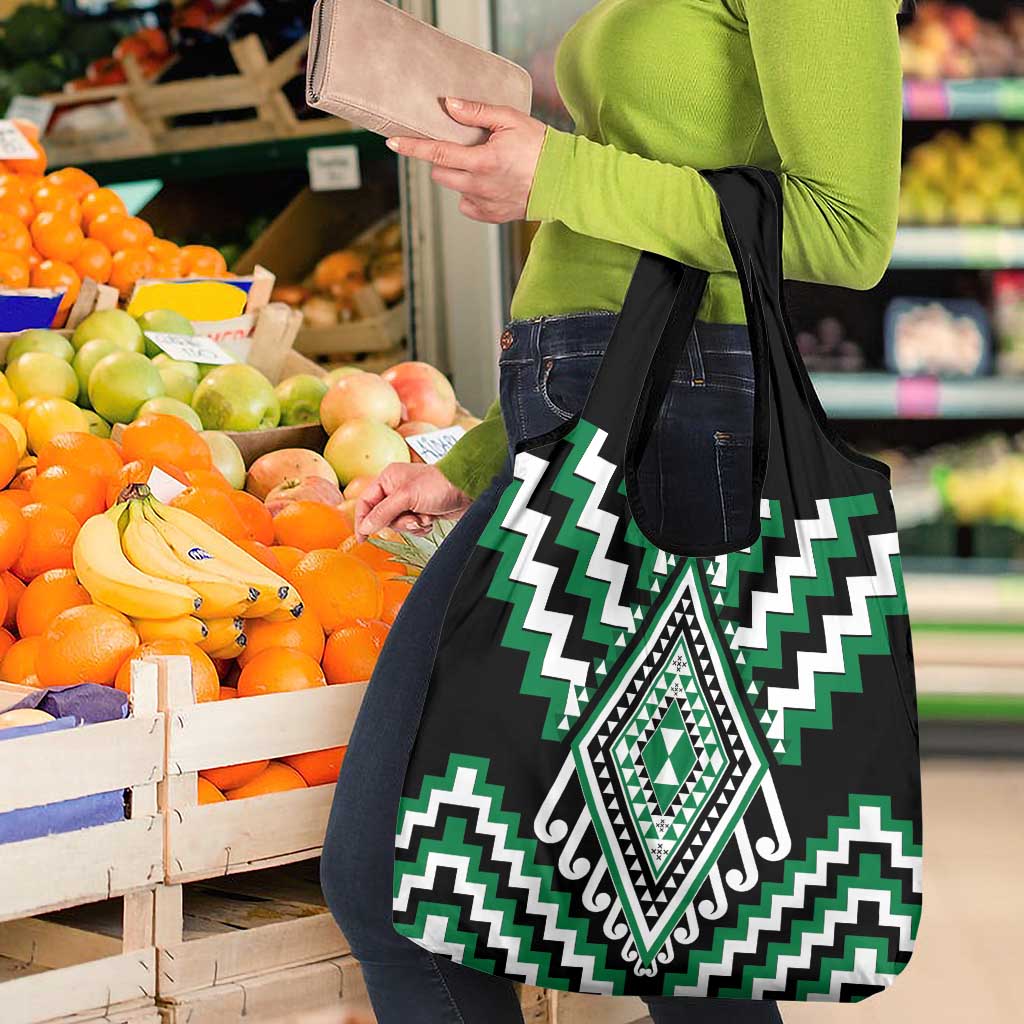 Green Aotearoa Taniko Poutama Patikitiki Grocery Bag