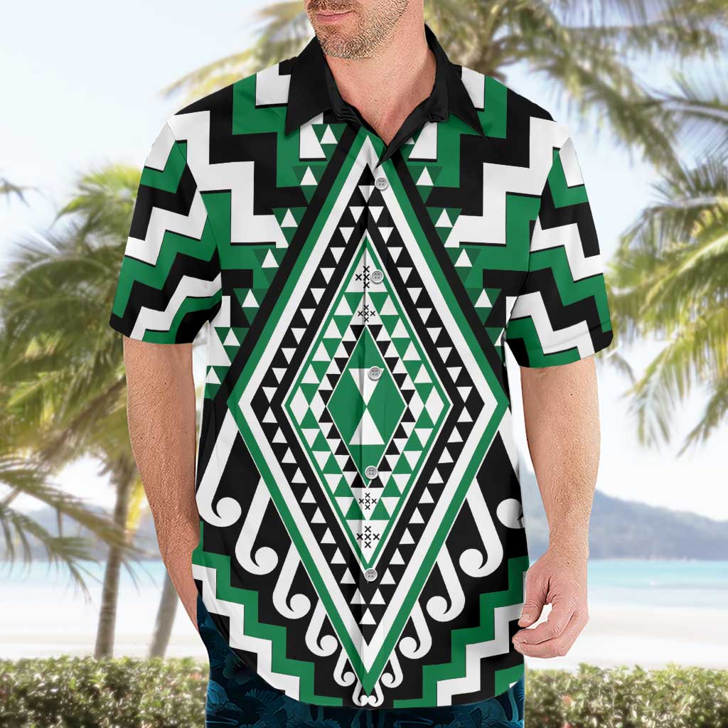 Green Aotearoa Taniko Poutama Patikitiki Hawaiian Shirt LT14 - Polynesian Pride