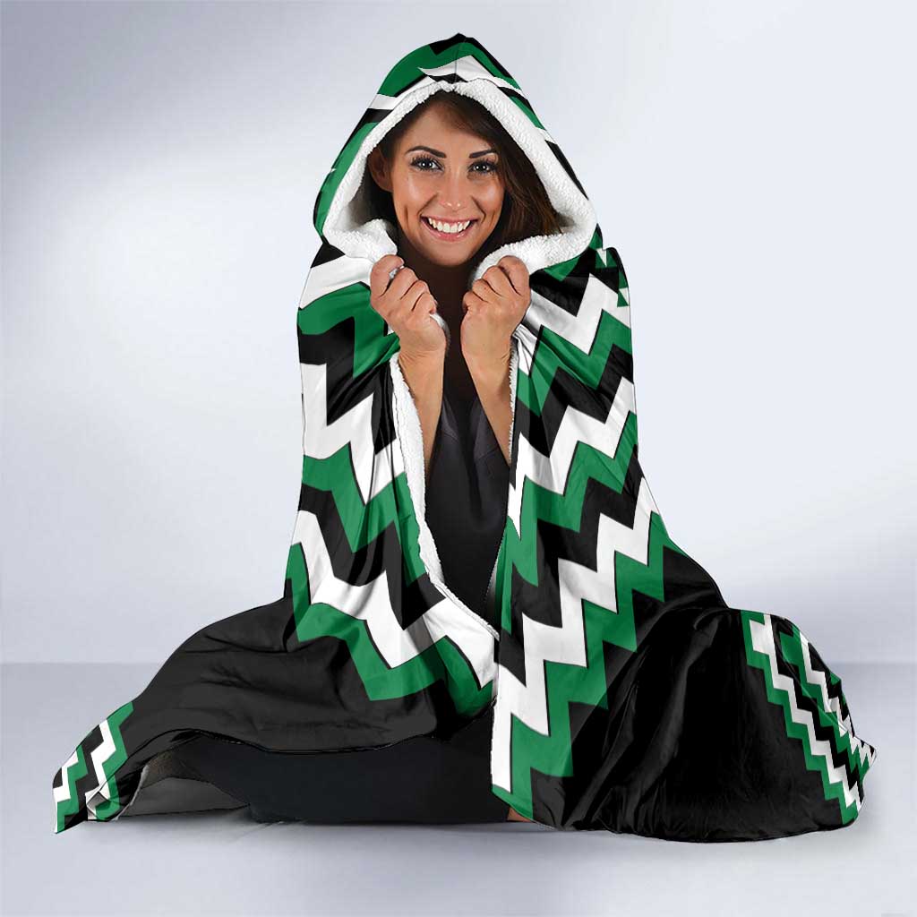 Green Aotearoa Taniko Poutama Patikitiki Hooded Blanket LT14 - Polynesian Pride