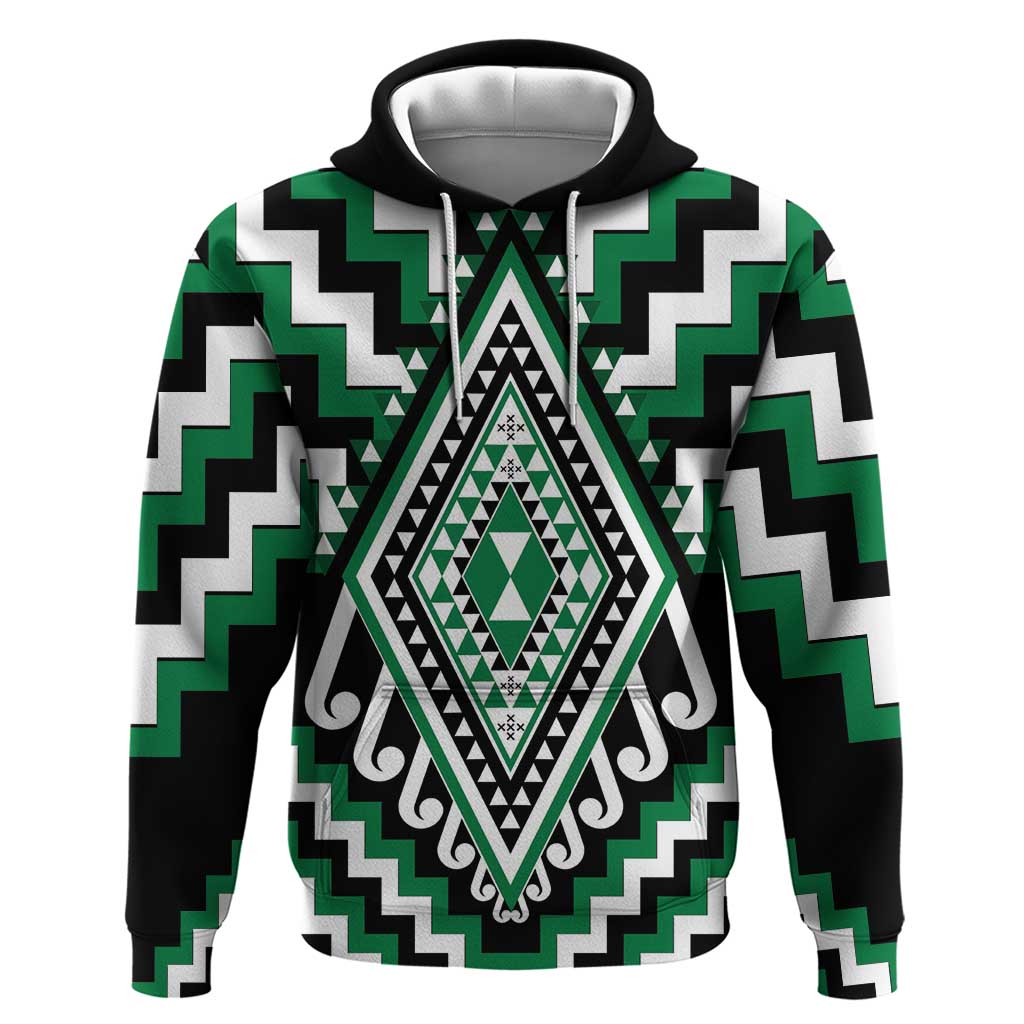 Green Aotearoa Taniko Poutama Patikitiki Hoodie