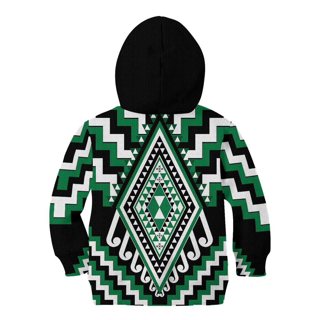 Green Aotearoa Taniko Poutama Patikitiki Kid Hoodie