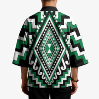 Green New Zealand Taniko Poutama Patikitiki Kimono - Polynesian Pride