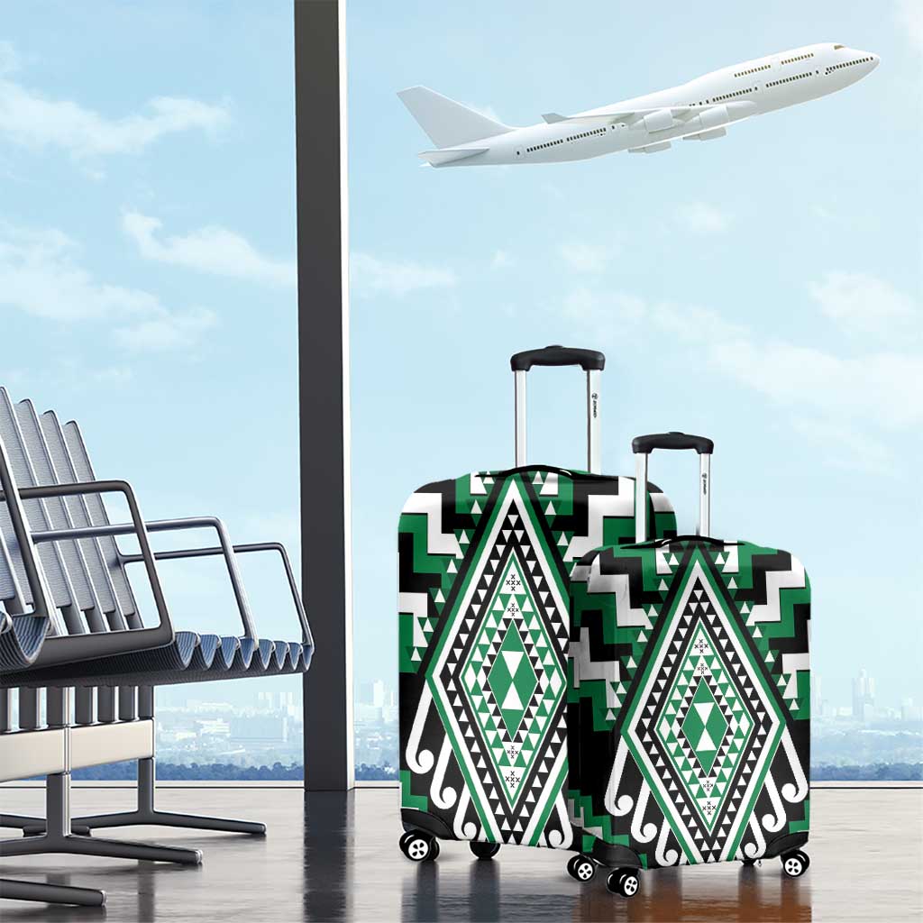 Green Aotearoa Taniko Poutama Patikitiki Luggage Cover