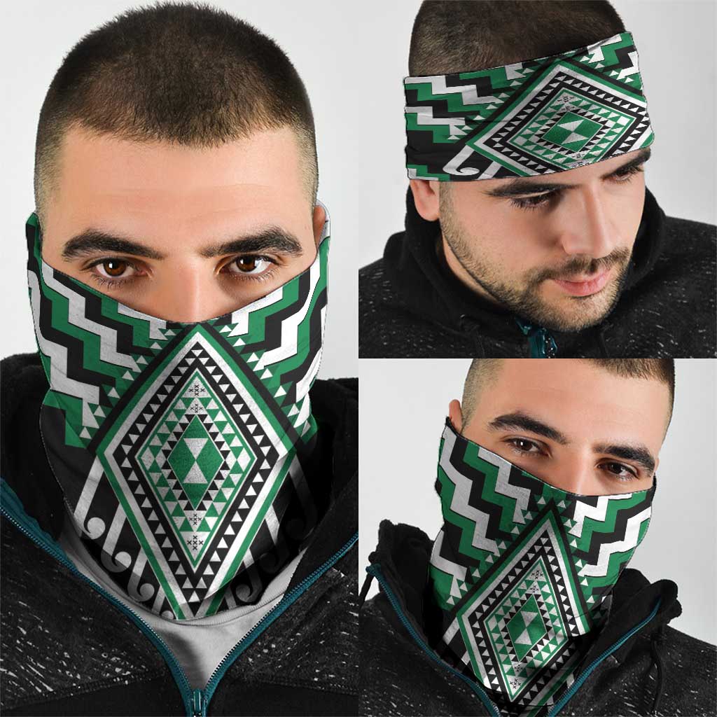 Green New Zealand Taniko Poutama Patikitiki Neck Gaiter - Polynesian Pride