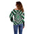 Green Aotearoa Taniko Poutama Patikitiki Off Shoulder Sweater