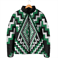 Green New Zealand Taniko Poutama Patikitiki Padded Jacket - Polynesian Pride