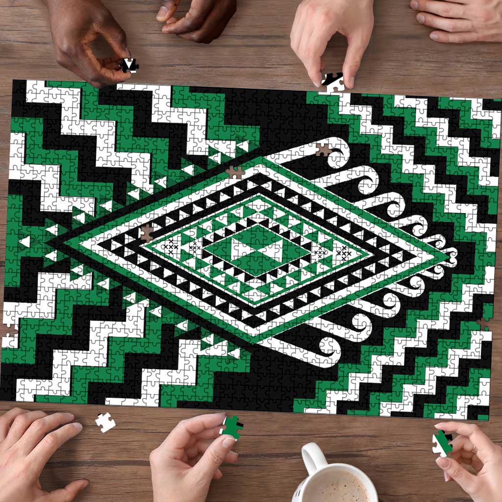 Green New Zealand Taniko Poutama Patikitiki Puzzle - Polynesian Pride