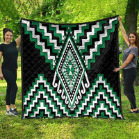 Green Aotearoa Taniko Poutama Patikitiki Quilt