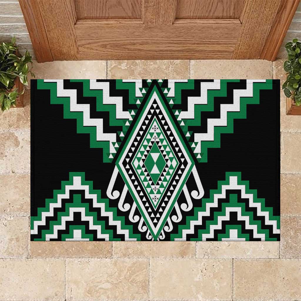 Green Aotearoa Taniko Poutama Patikitiki Rubber Doormat LT14 Green - Polynesian Pride