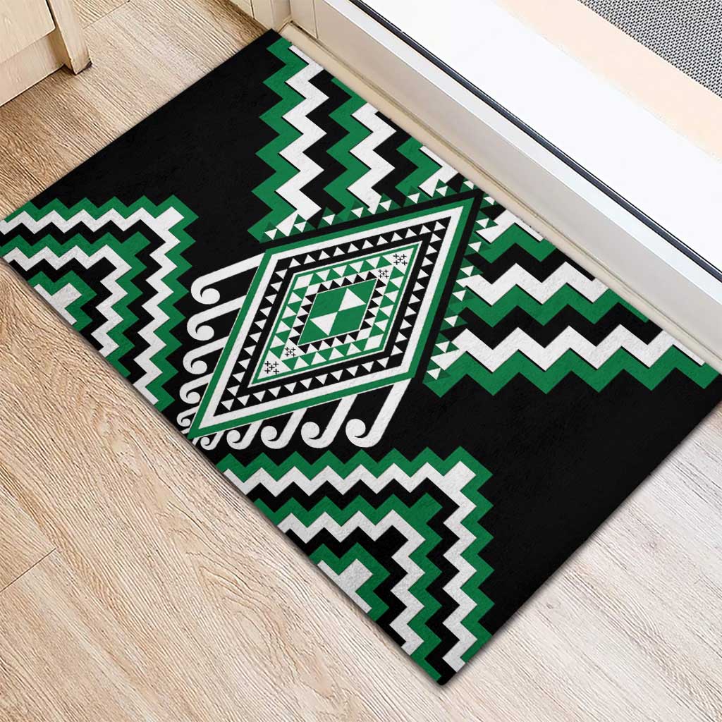 Green Aotearoa Taniko Poutama Patikitiki Rubber Doormat LT14 - Polynesian Pride