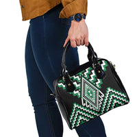 Green Aotearoa Taniko Poutama Patikitiki Shoulder Handbag
