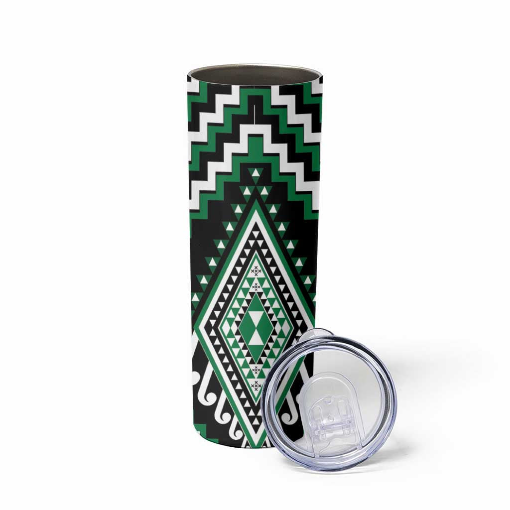 Green Aotearoa Taniko Poutama Patikitiki Skinny Tumbler