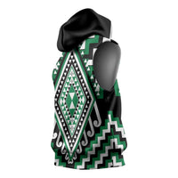 Green New Zealand Taniko Poutama Patikitiki Sleeveless Hoodie - Polynesian Pride