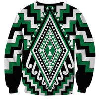 Green Aotearoa Taniko Poutama Patikitiki Sweatshirt LT14 - Polynesian Pride
