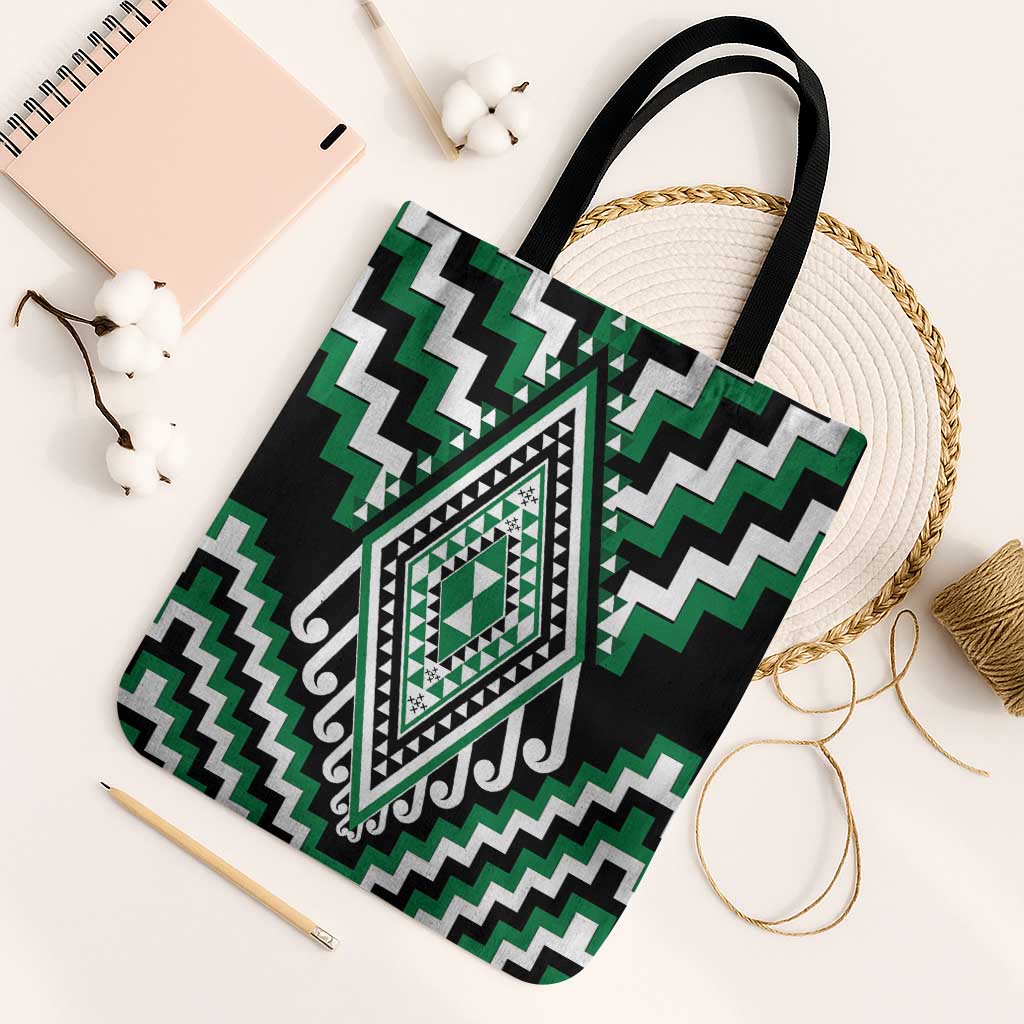 Green New Zealand Taniko Poutama Patikitiki Tote Bag - Polynesian Pride