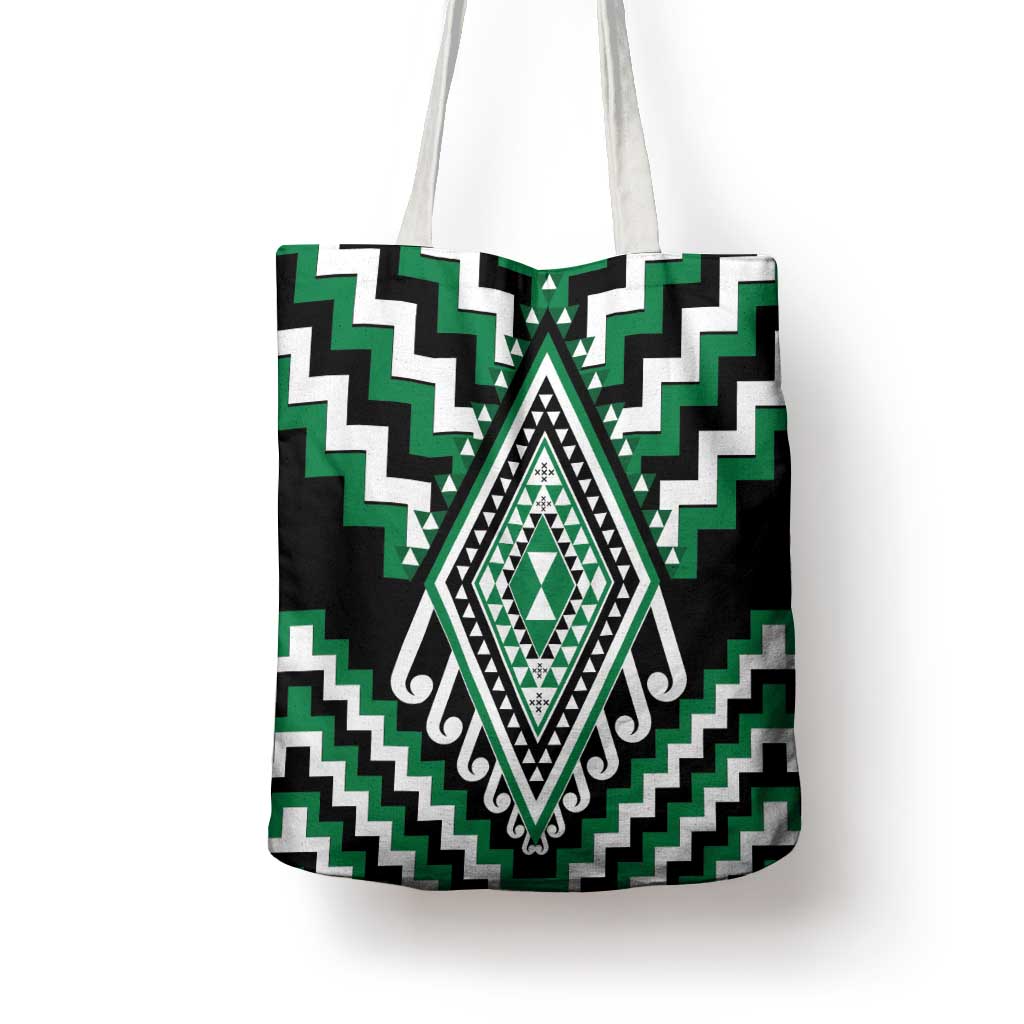 Green New Zealand Taniko Poutama Patikitiki Tote Bag - Polynesian Pride