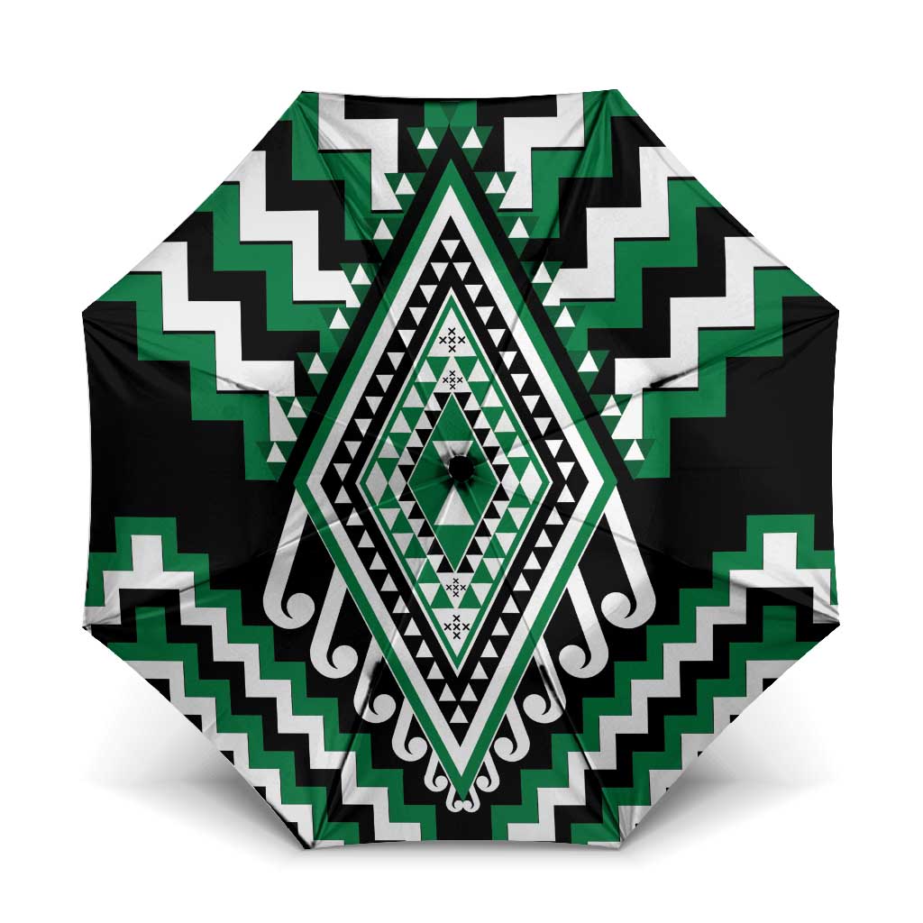 Green New Zealand Taniko Poutama Patikitiki Umbrella - Polynesian Pride