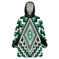 Green Aotearoa Taniko Poutama Patikitiki Wearable Blanket Hoodie LT14 One Size Green - Polynesian Pride