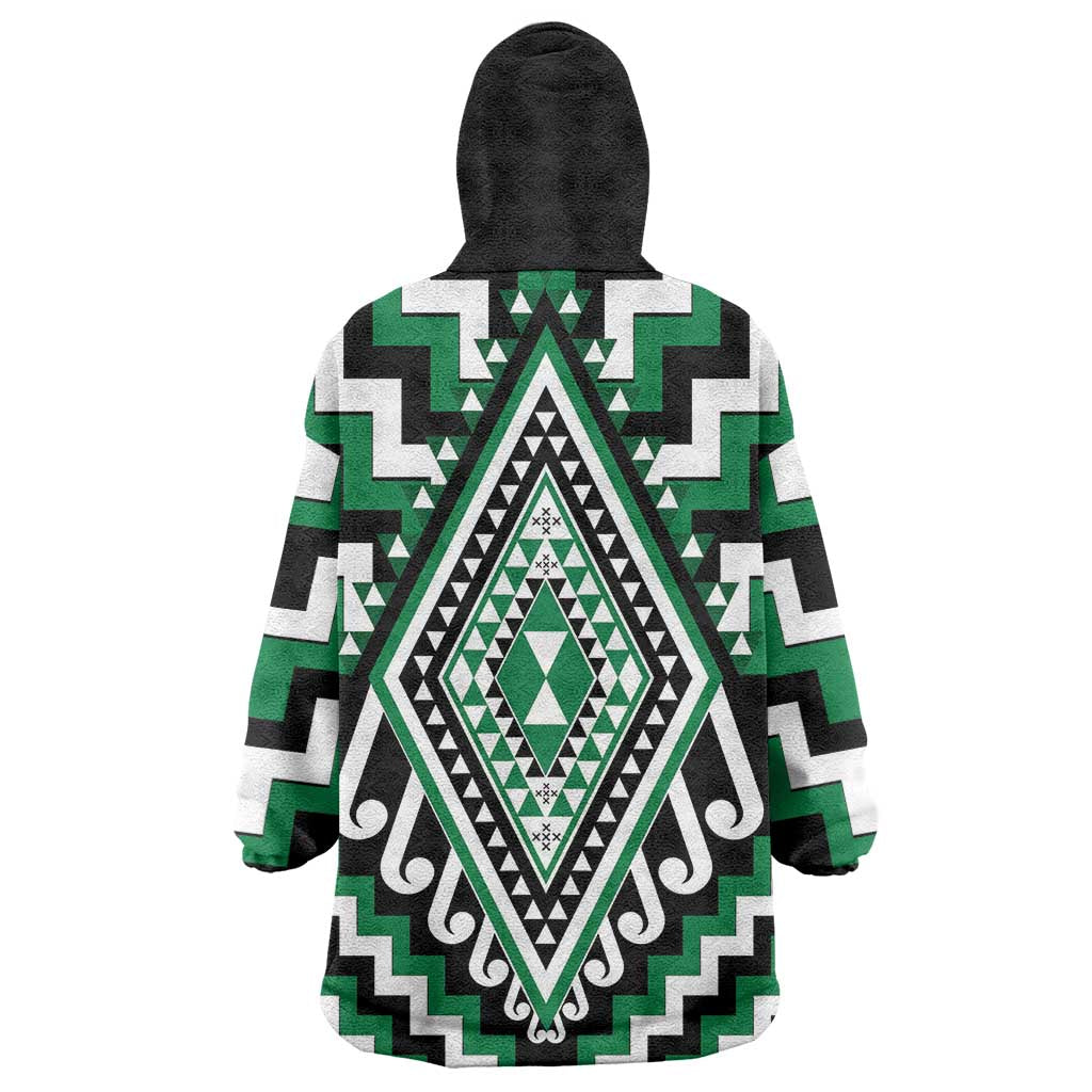 Green Aotearoa Taniko Poutama Patikitiki Wearable Blanket Hoodie LT14 - Polynesian Pride