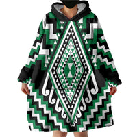 Green Aotearoa Taniko Poutama Patikitiki Wearable Blanket Hoodie LT14 - Polynesian Pride