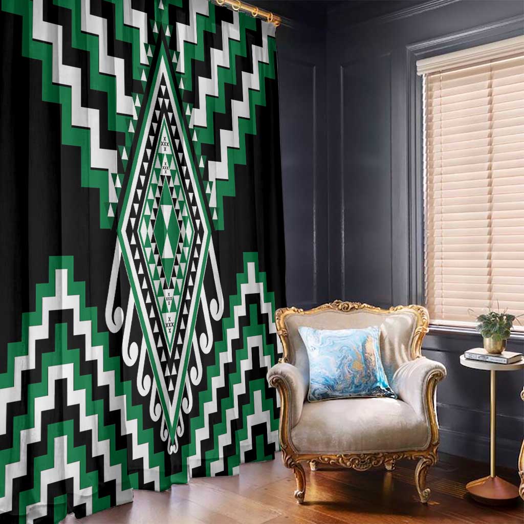 Green Aotearoa Taniko Poutama Patikitiki Window Curtain LT14 - Polynesian Pride