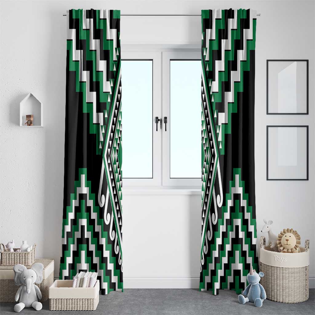 Green Aotearoa Taniko Poutama Patikitiki Window Curtain LT14 - Polynesian Pride