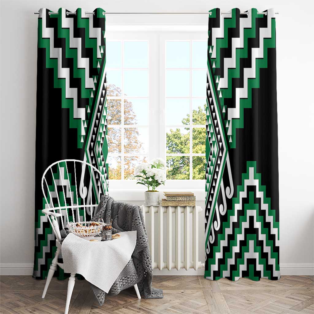 Green Aotearoa Taniko Poutama Patikitiki Window Curtain LT14 - Polynesian Pride