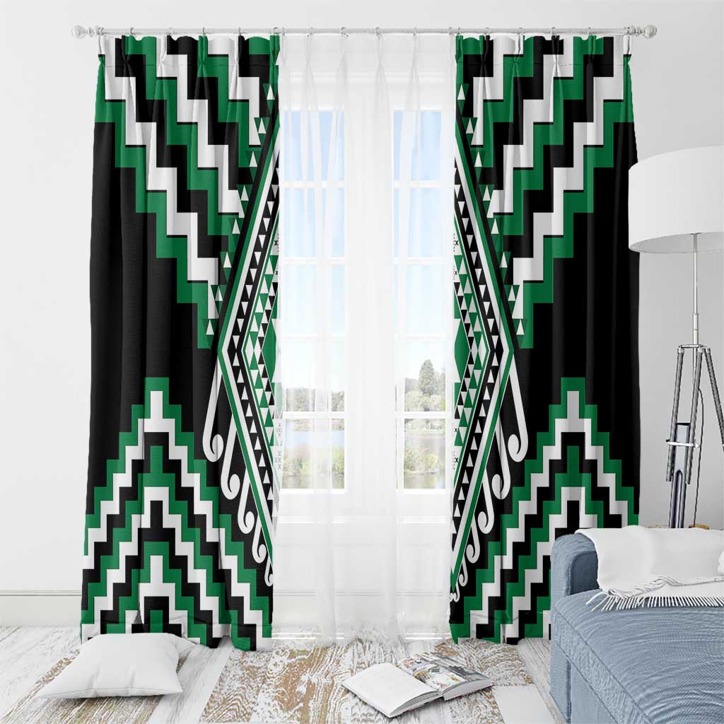 Green Aotearoa Taniko Poutama Patikitiki Window Curtain LT14 - Polynesian Pride