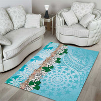 Cook Islands Tiare Maori With Conch Shell Area Rug Pasifika Fest Polynesian Tattoo Turquoise