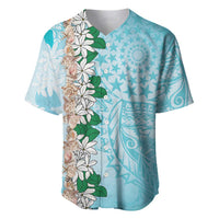 Cook Islands Tiare Maori With Conch Shell Baseball Jersey Pasifika Fest Polynesian Tattoo Turquoise LT14 Turquoise - Polynesian Pride