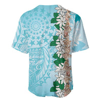Cook Islands Tiare Maori With Conch Shell Baseball Jersey Pasifika Fest Polynesian Tattoo Turquoise LT14 - Polynesian Pride