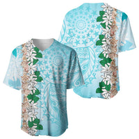 Cook Islands Tiare Maori With Conch Shell Baseball Jersey Pasifika Fest Polynesian Tattoo Turquoise LT14 - Polynesian Pride