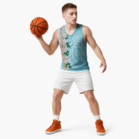 Cook Islands Tiare Maori With Conch Shell Basketball Jersey Pasifika Fest Polynesian Tattoo Turquoise LT14 - Polynesian Pride